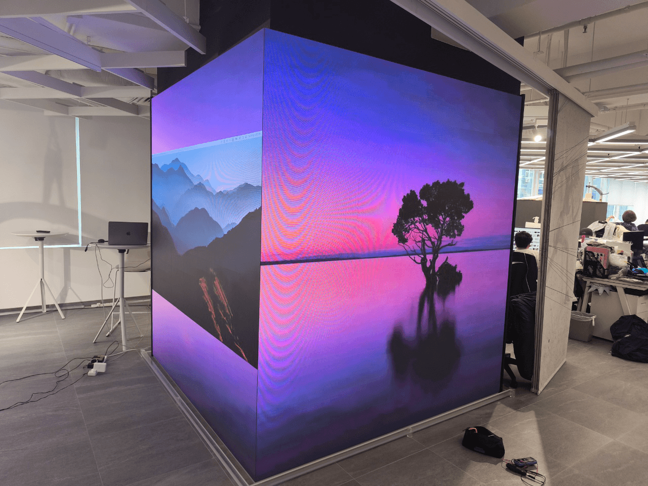 LED display installation within the showroom environment.